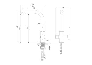 Смеситель для кухни Wonzon & Woghand WW-88458005-BGM c подключением фильтра тёмный графит
